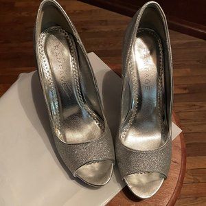 Rampage Sliver Sparkle Peep-toe heels, new in box